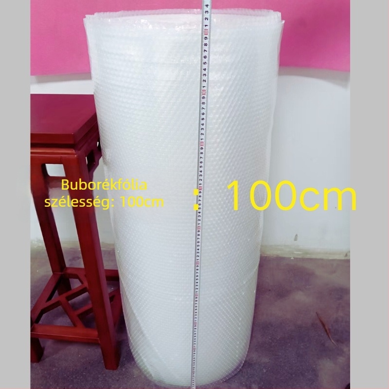 Buborékfólia tekercsek, egy- és kétszintű, 50 cm szélességű, átlátszó PE, 10 mm buborékok, 3,8 mm vastagság, csomagoláshoz és költöztetéshez
