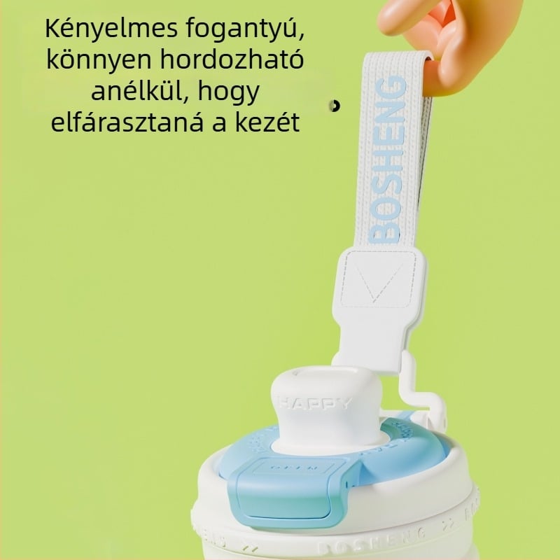 Minimalista termosz pohár 316-os rozsdamentes acélból, szívószállal, autóban használható, dupla pohár
