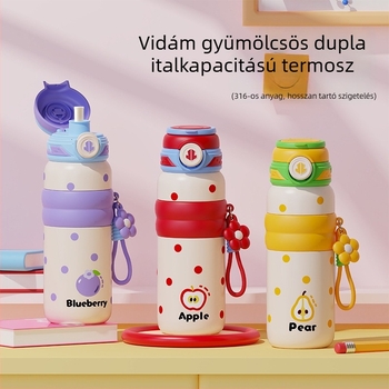Nagy kapacitású termosz pohár, belső 316 rozsdamentes acél, külső 304 rozsdamentes acél, dupla ivófedél, teafű infúzóval, hordozható kültéri használatra