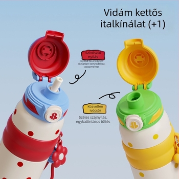 Nagy kapacitású termosz pohár, belső 316 rozsdamentes acél, külső 304 rozsdamentes acél, dupla ivófedél, teafű infúzóval, hordozható kültéri használatra