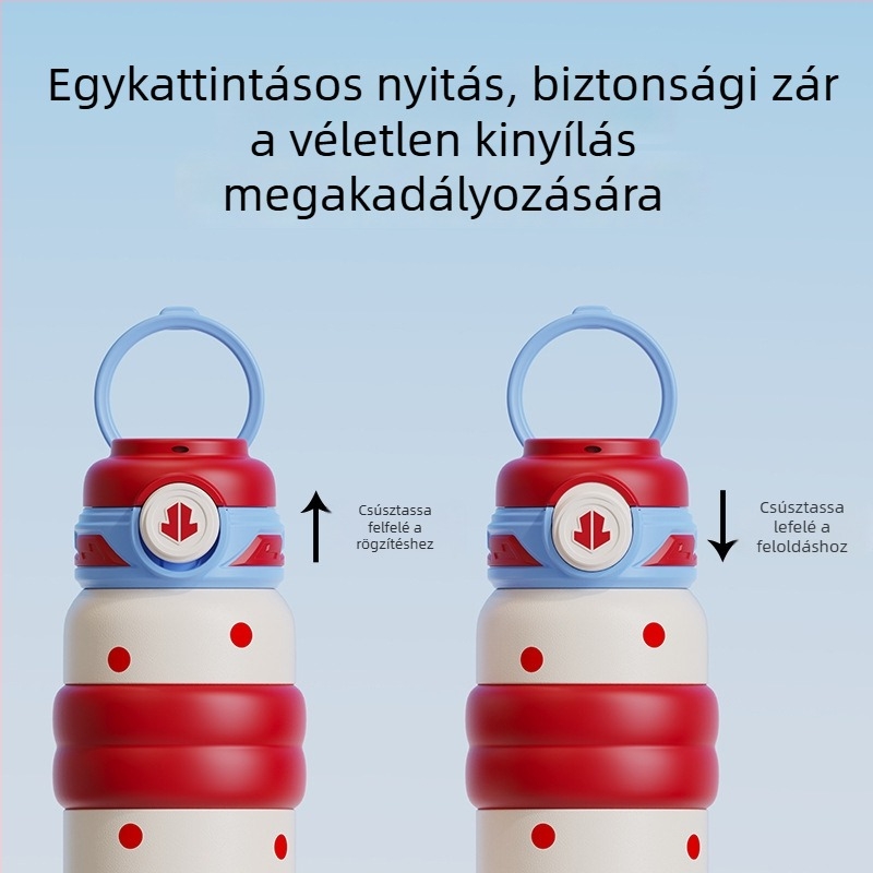 Nagy kapacitású termosz pohár, belső 316 rozsdamentes acél, külső 304 rozsdamentes acél, dupla ivófedél, teafű infúzóval, hordozható kültéri használatra