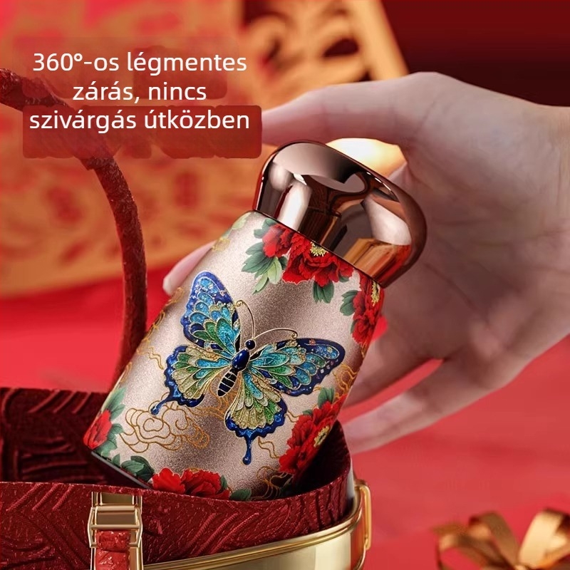 Mini termosz pohár rozsdamentes acélból, kompakt méret, hordozható nőknek, zsebméretű, logó nyomtatási lehetőség