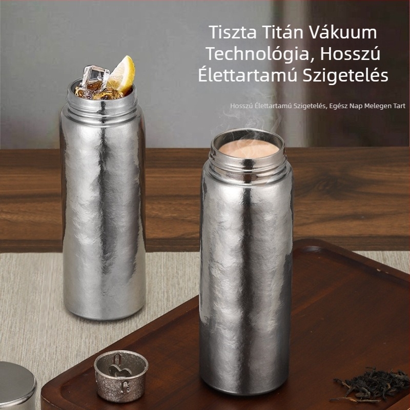 Prémium tiszta titánból készített vákuum-izolált pohár dupla falú, hordozható