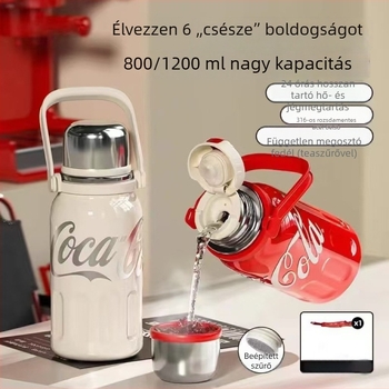 316 rozsdamentes acél termosz pohár, nagy kapacitású sportos ivóedény, kötélen hordozható, kültéri használatra