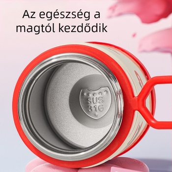 316 rozsdamentes acél termosz pohár, szigetelt, hordozható, aranyos diákoknak, Instagram-stílusú dizájn