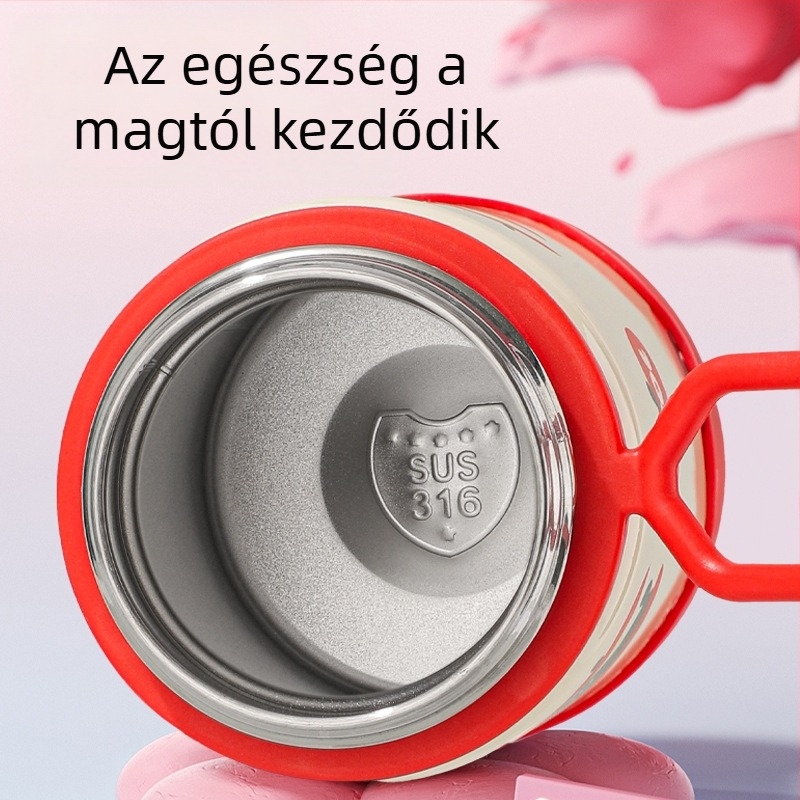 316 rozsdamentes acél termosz pohár, szigetelt, hordozható, aranyos diákoknak, Instagram-stílusú dizájn