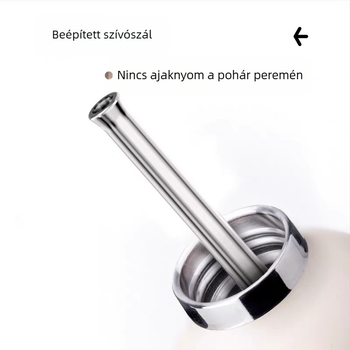 Trendi termosos pohár szívószállal, hordozható rozsdamentes acélból, kicsi kapacitás, nőknek