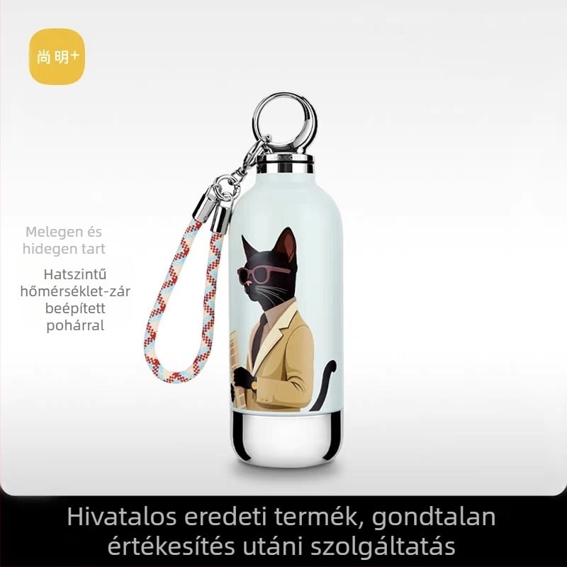 Trendi termosos pohár szívószállal, hordozható rozsdamentes acélból, kicsi kapacitás, nőknek