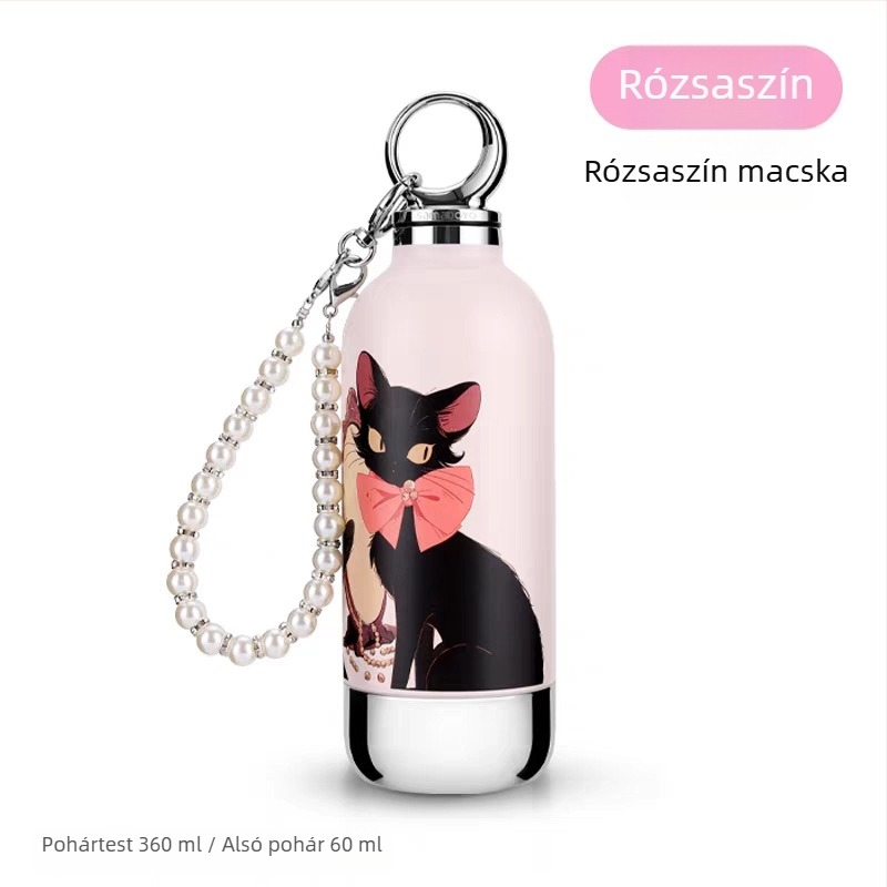 Trendi termosos pohár szívószállal, hordozható rozsdamentes acélból, kicsi kapacitás, nőknek