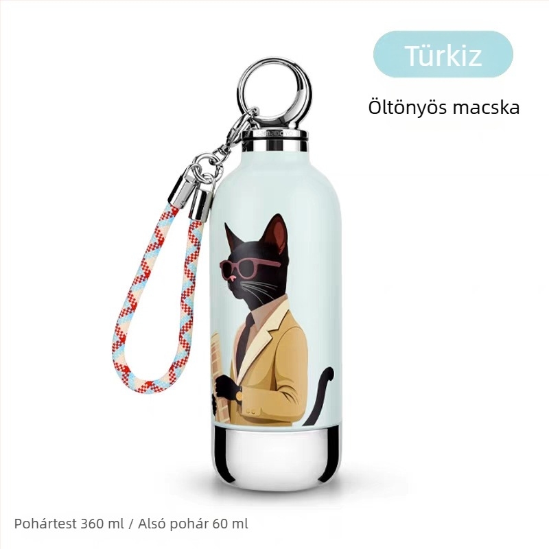 Trendi termosos pohár szívószállal, hordozható rozsdamentes acélból, kicsi kapacitás, nőknek