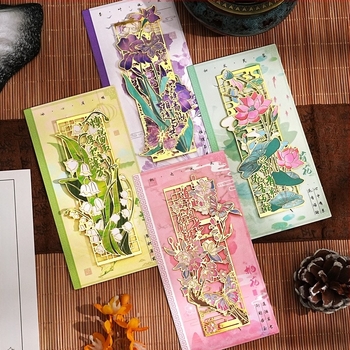 Lyukasztott fém könyvjelző lotus formájú, exkluzív megjelenés, virágos könyvjelző, kreatív ajándék tanároknak