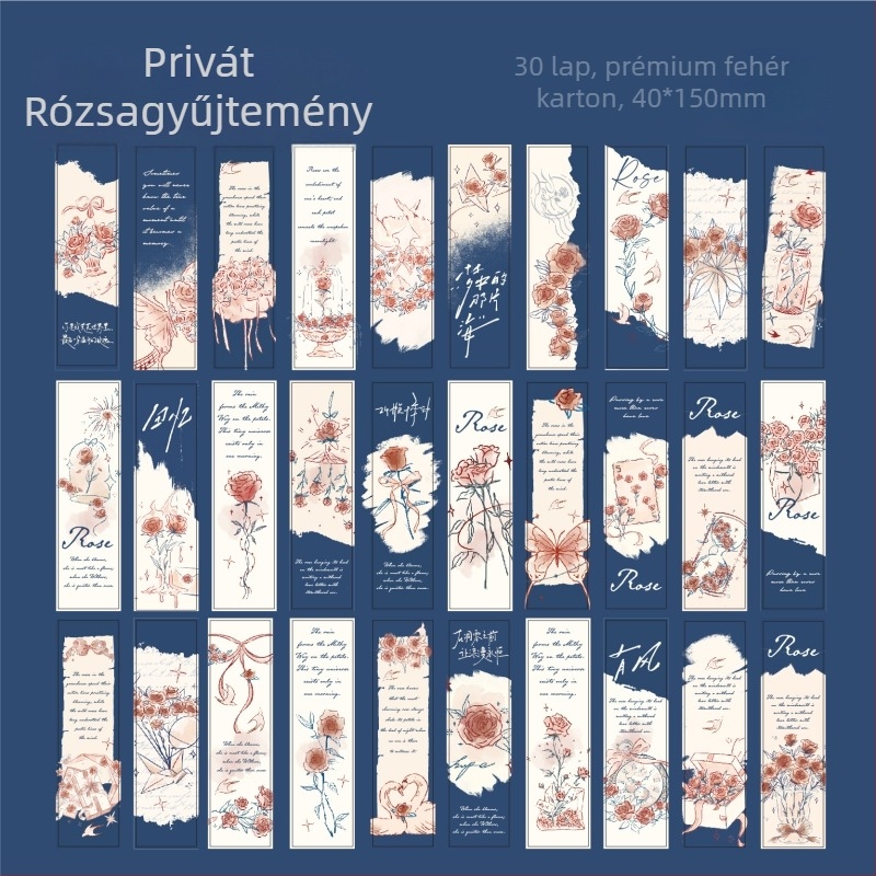 Mr. Paper Dobozos könyvjelző – Rózsa álmatlan dal, Kívánság rózsa téma, Diákkönyvjelző