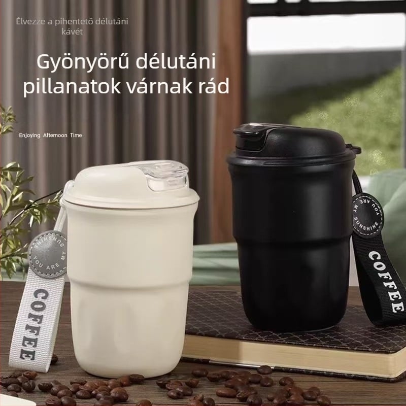 Élelmiszer-biztonsági 316 rozsdamentes acélból készült vákuum-szigetelt pohár nőknek, elegáns, hordozható kávés pohár