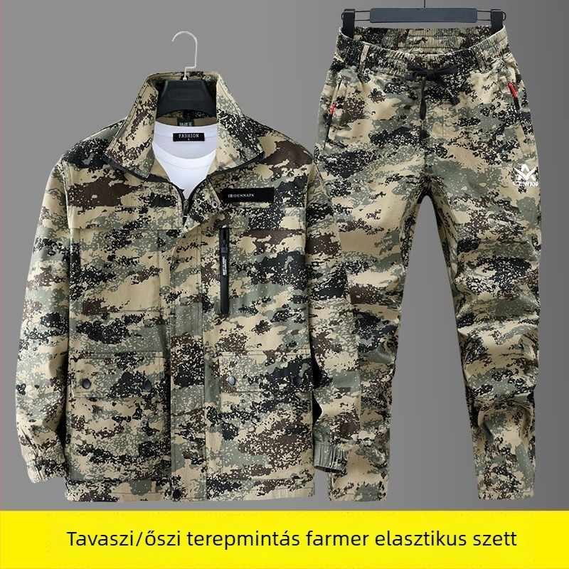 Tavasz–ősz Twill kamufláz munkaruha, légáteresztő, megerősített ágyékkal és több zsebbel, hegesztő és műhely használható