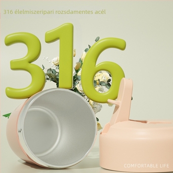 316-os rozsdamentes acélból készült szigetelt kávés pohár szívószállal, japán stílusú egyenes kialakítás, testreszabható