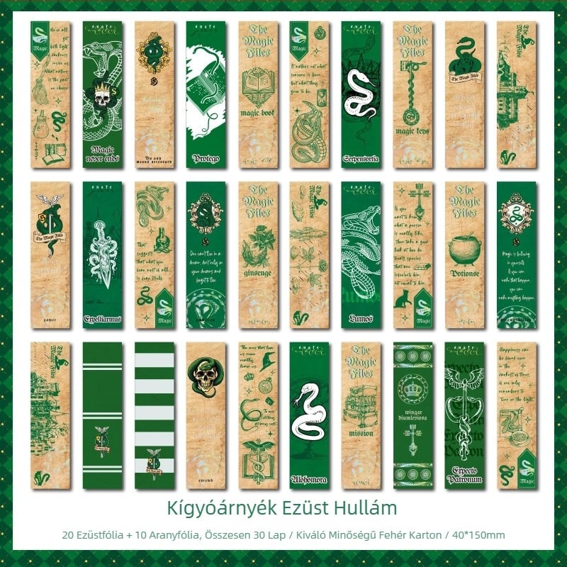 30 darabos papíralapú könyvjelző aranyozott mintával, retro dizájn, könyvjelző-klipszek és oldalsáv jelölők naplókhoz