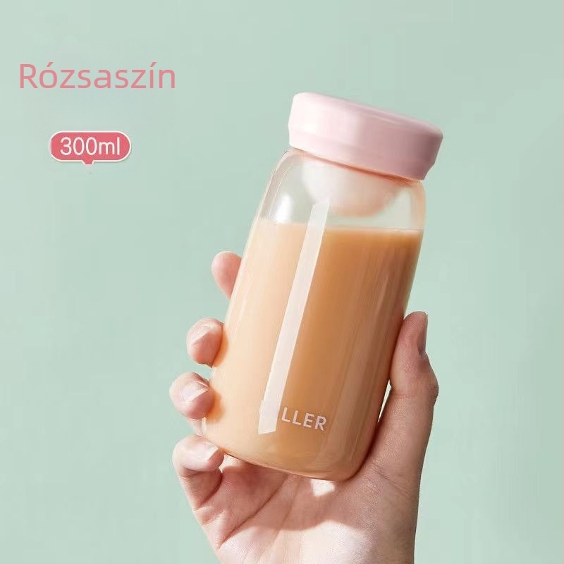 Cuki mini műanyag pohár mérőskálával, hordozható, kis kapacitású, egyszerű dizájn, trendi teás pohár