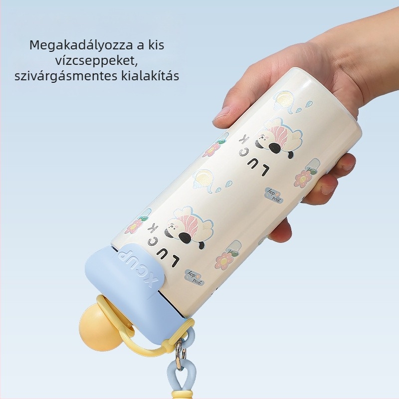 Új rajzfilmszerű termosz lebegő gömbbel, 316 rozsdamentes acél, szívószállal, hordozható, kettős használatú