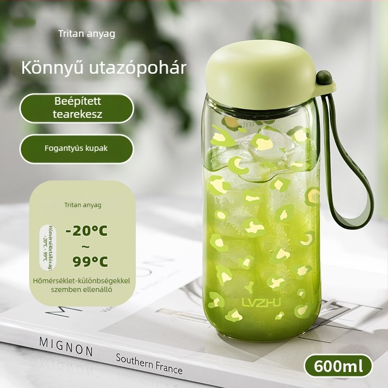 Green Pearl Tritan vízpohár, 2026-os új modell, tej-kávé shaker, kompakt és hordozható műanyag pohár, hőálló
