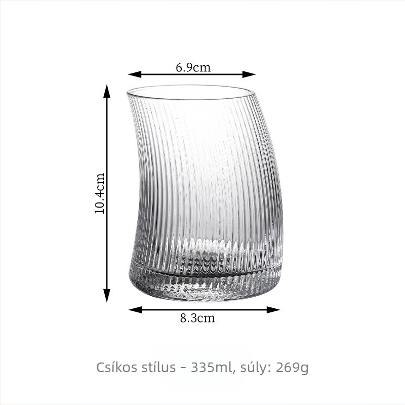 Félhold-hammert mintázatú üvegpohár, modern minimalist stílusú latte pohár kávéhoz, gyümölcsléhez és vízhez