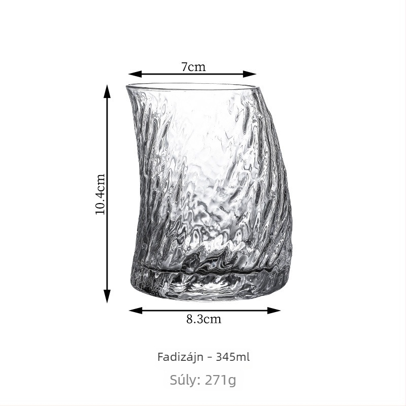 Félhold-hammert mintázatú üvegpohár, modern minimalist stílusú latte pohár kávéhoz, gyümölcsléhez és vízhez