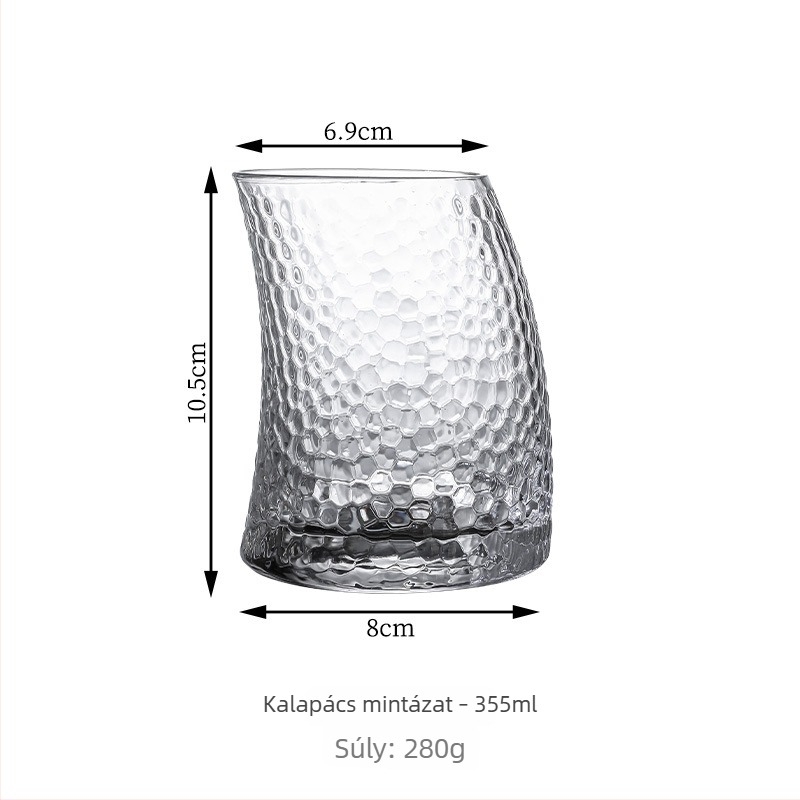 Félhold-hammert mintázatú üvegpohár, modern minimalist stílusú latte pohár kávéhoz, gyümölcsléhez és vízhez