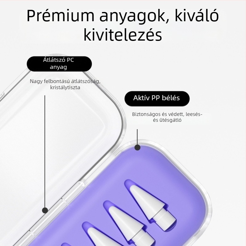 Átlátszó hegytároló doboz Apple Pencilhez, iPad stylus módosításához és cseréjéhez, univerzális