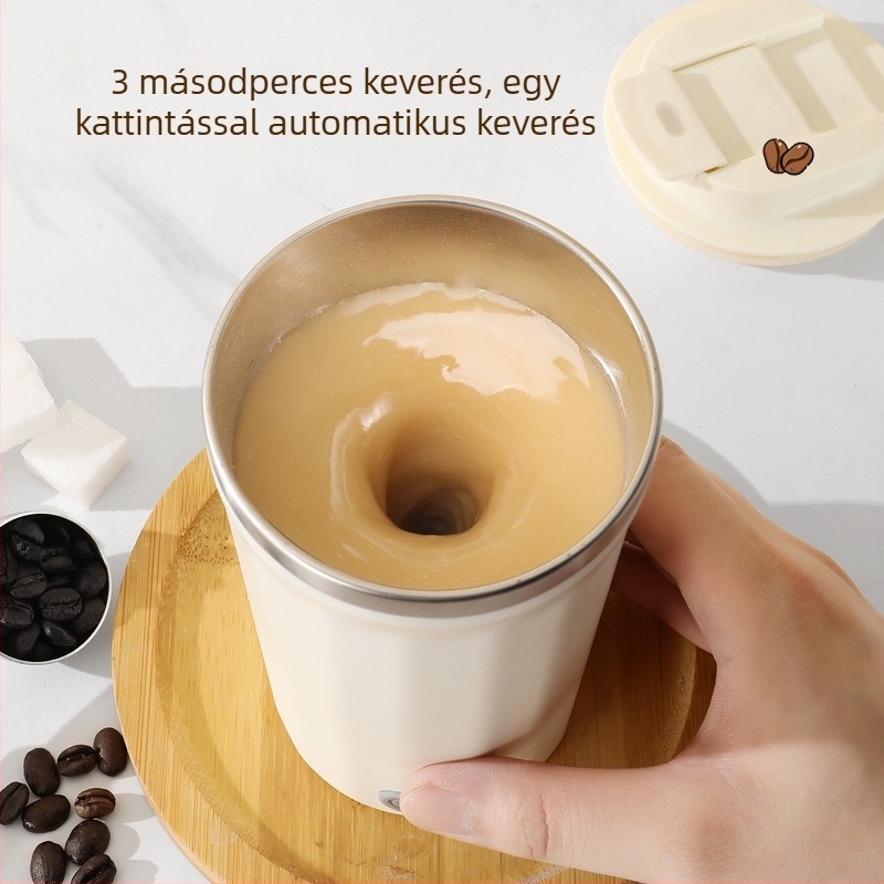 Automata keverő pohár vezeték nélküli töltéssel, hordozható elektromos mágneses keverő pohár tej- és kávéitalokhoz