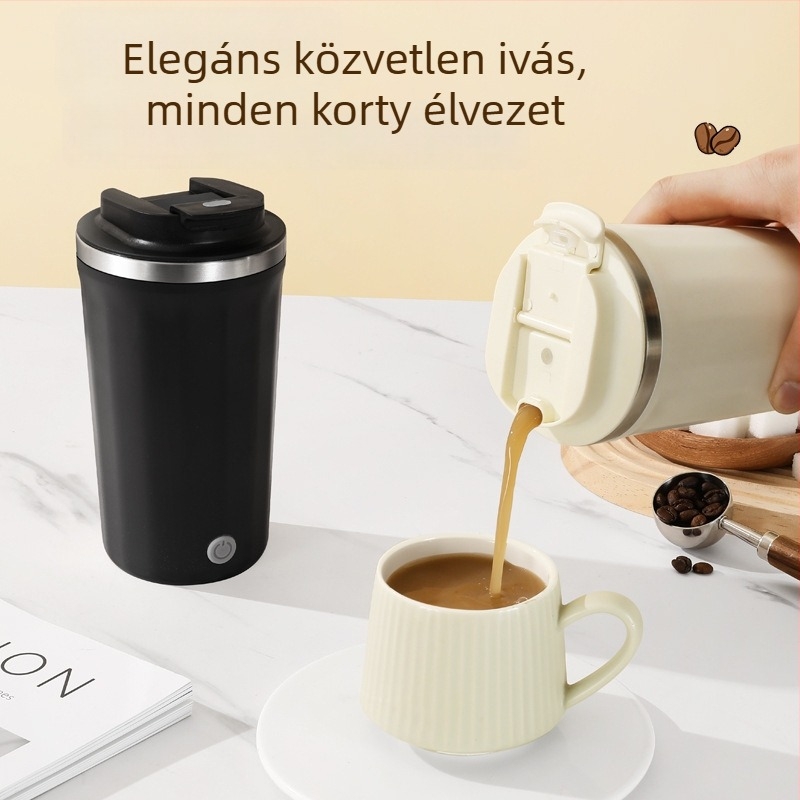 Automata keverő pohár vezeték nélküli töltéssel, hordozható elektromos mágneses keverő pohár tej- és kávéitalokhoz