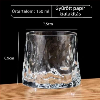 Sűrített üvegpohár whiskyhez, kristályos megjelenés, gyümölcslevekhez