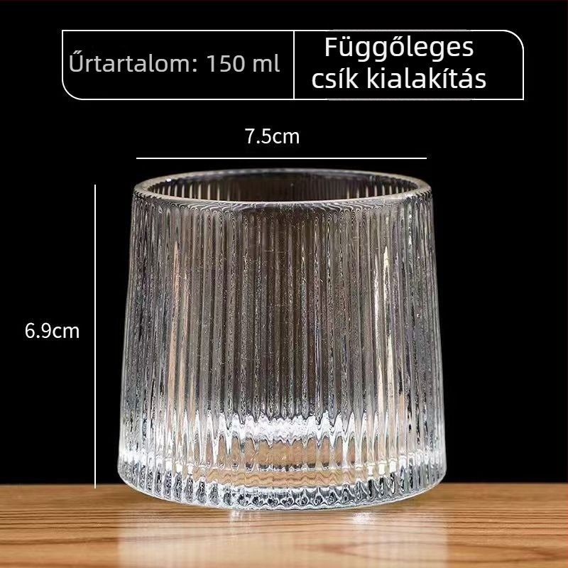 Sűrített üvegpohár whiskyhez, kristályos megjelenés, gyümölcslevekhez