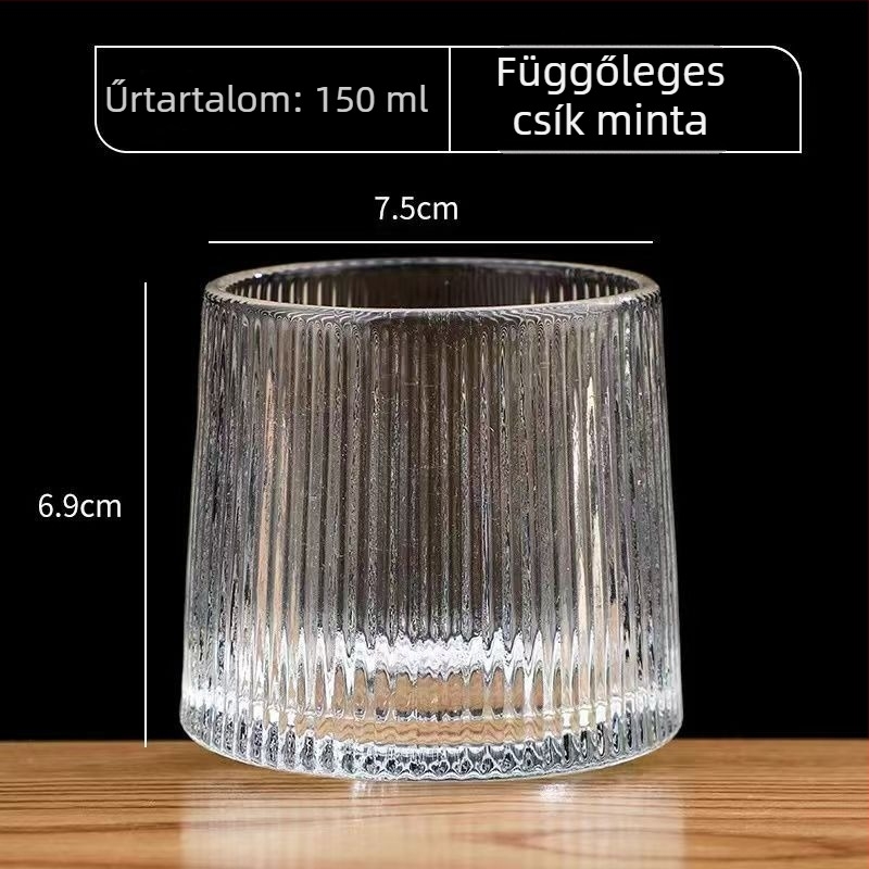 Sűrített üvegpohár whiskyhez, kristályos megjelenés, gyümölcslevekhez