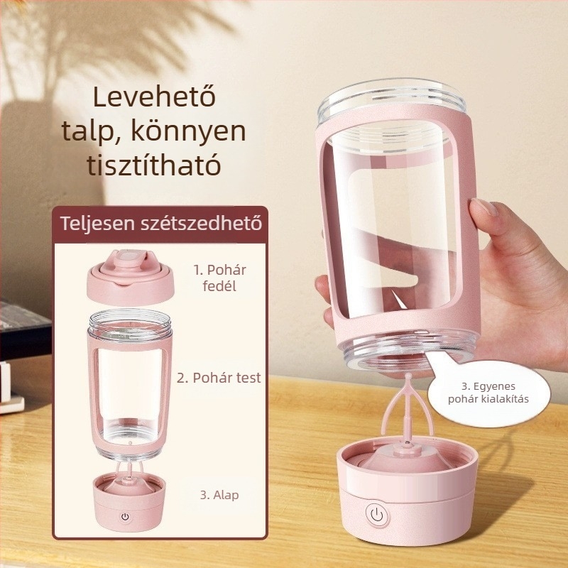 Automata keverő pohár, újratölthető, élelmiszer-minőségű anyag, 600 ml, elektromos keverő pohár kávéhoz