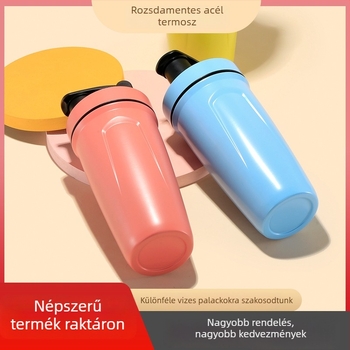 Macaron színű rozsdamentes acél shaker pohár, hordozható, szigetelt, szivárgásmentes, diákoknak