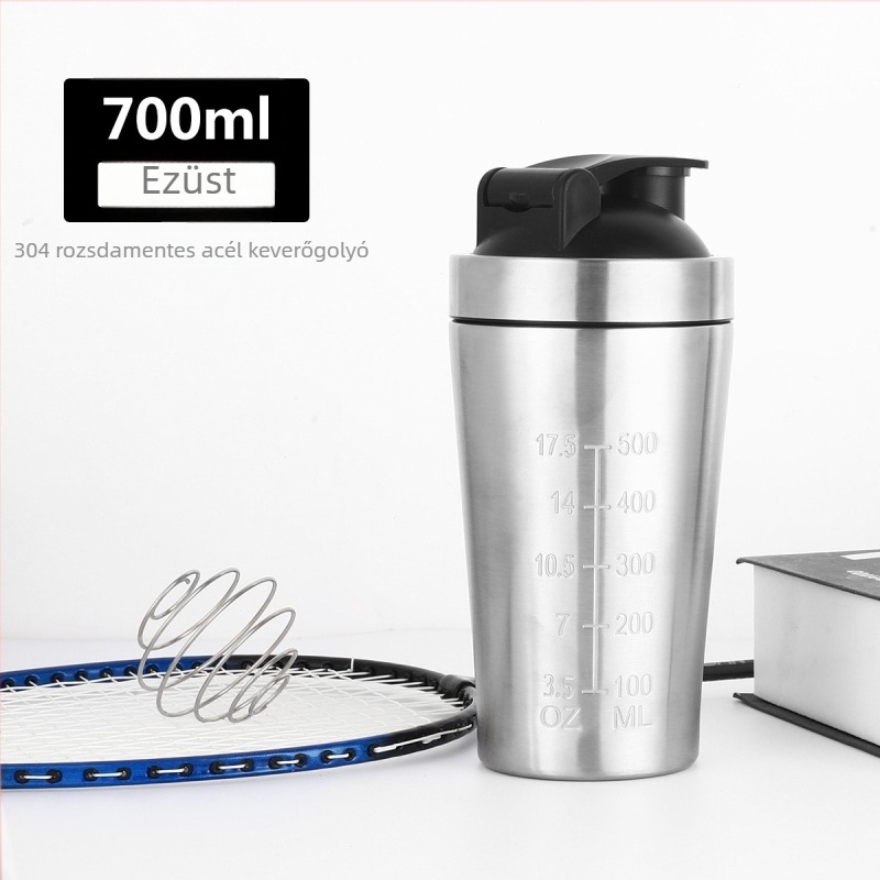 K614 Egyszintes fitnesz shaker pohár, 304 rozsdamentes acélból, nagy kapacitású edzőtermi sportital golyóval