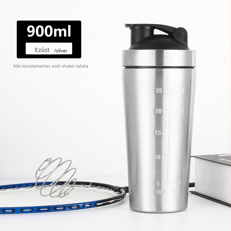 K614 Egyszintes fitnesz shaker pohár, 304 rozsdamentes acélból, nagy kapacitású edzőtermi sportital golyóval