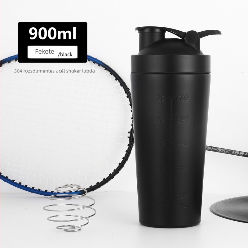 K614 Egyszintes fitnesz shaker pohár, 304 rozsdamentes acélból, nagy kapacitású edzőtermi sportital golyóval