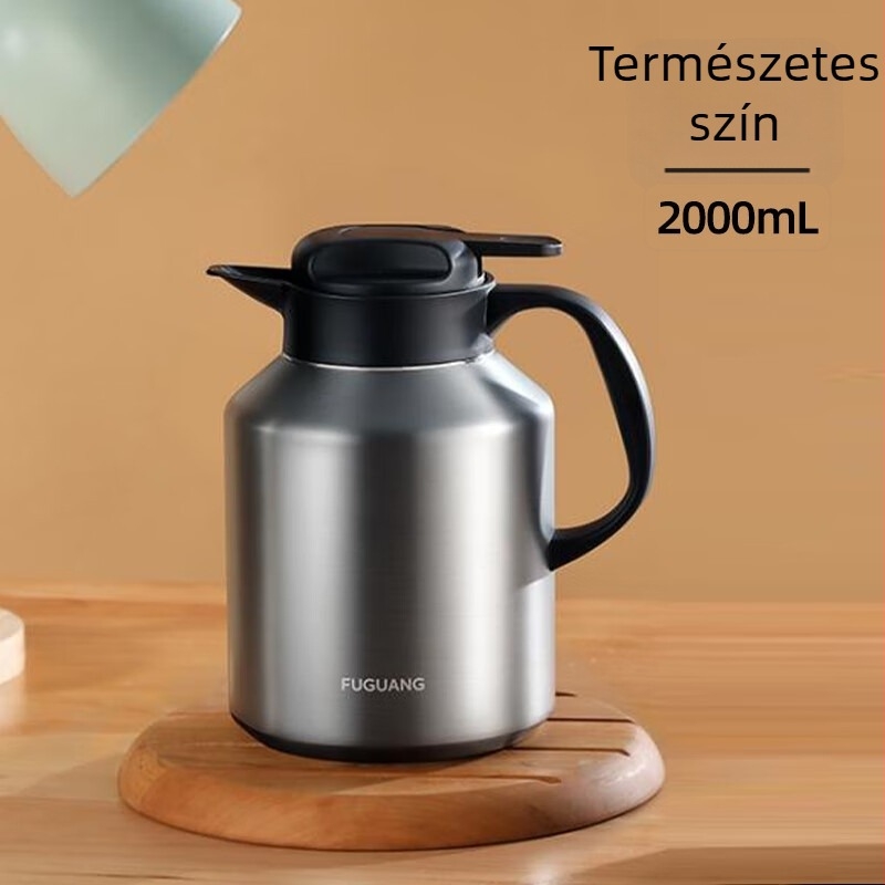 Fuguang asztali termosz 304 rozsdamentes acélból, nagy kapacitású, otthoni használatra, hordozható teainfúzó, megtartja a hőt, 2000 ml