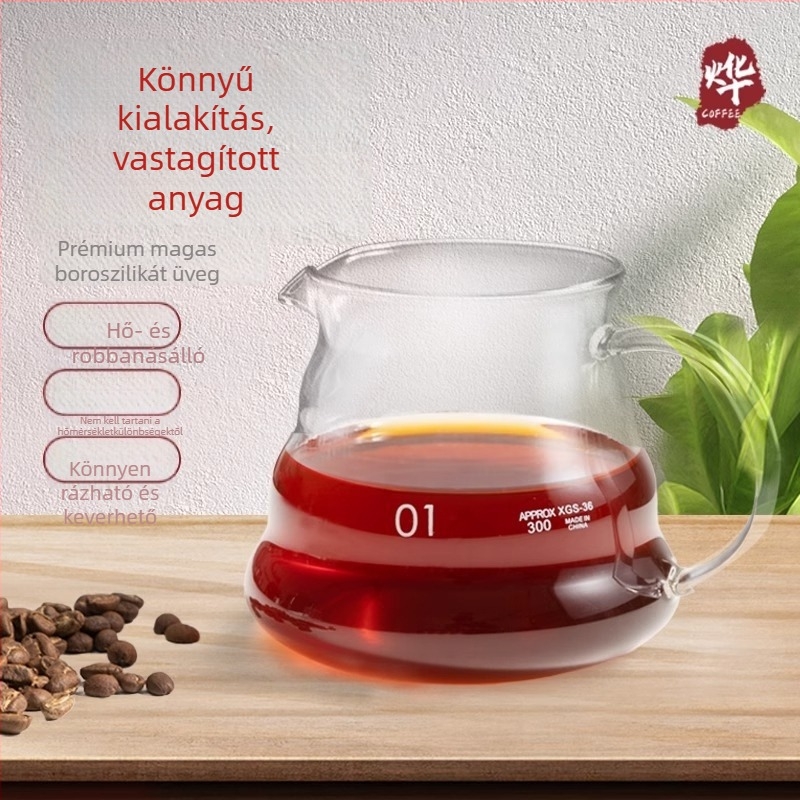 Pour-over kávés kanna felhő dizájnnal, megosztható karafa, vastag hőálló üveg mértékskálával, szűrő pohár, hideg áztatásra alkalmas amerikai stílusú vízforraló