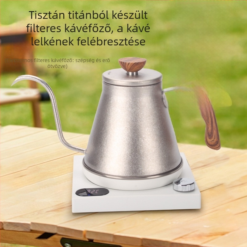 Tiszta titánból készült intelligens elektromos teáskanna kávéhoz, precíz kiöntő, több hőmérséklet-beállítás téjához és kávéhoz, állandó hőmérséklet