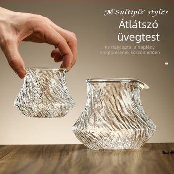 Kézzel készített kávé-kóstoló pohár boroszilikát üvegből, gleccser mintázatú, megosztható karafé és aromás pohár, prémium kialítás