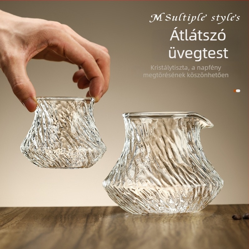 Kézzel készített kávé-kóstoló pohár boroszilikát üvegből, gleccser mintázatú, megosztható karafé és aromás pohár, prémium kialítás