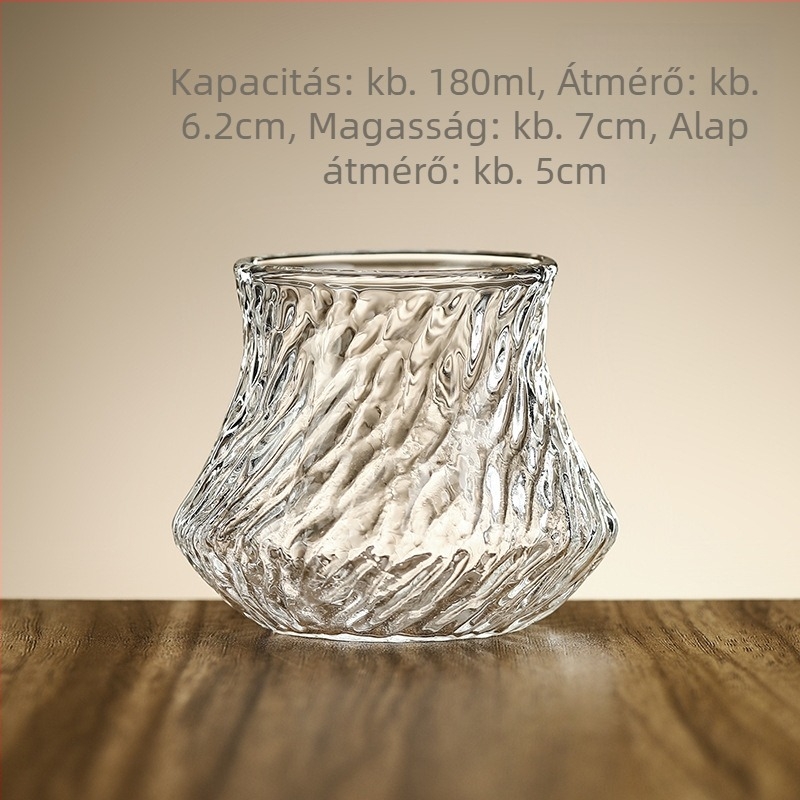 Kézzel készített kávé-kóstoló pohár boroszilikát üvegből, gleccser mintázatú, megosztható karafé és aromás pohár, prémium kialítás