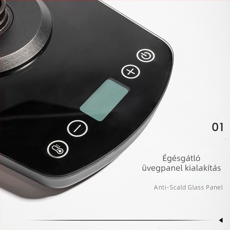 Gooseneck kávés kanna hőmérséklet-szabályozással, élelmiszer-minőségű 304-es rozsdamentes acélból