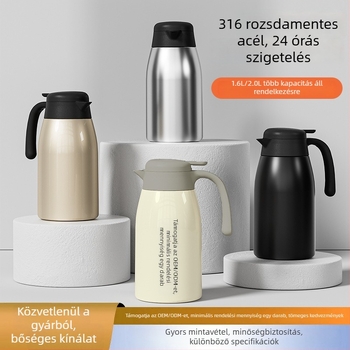 316 rozsdamentes acél termosz, 2,0 L kapacitás, vákuumos, kávé és tea víz elválasztóval, dupla falú