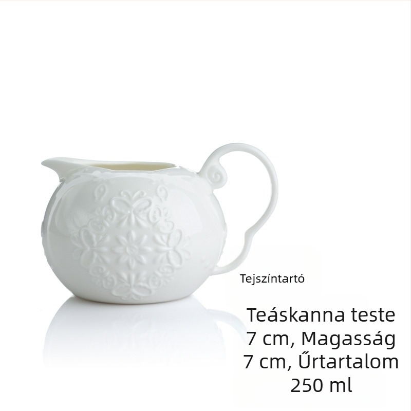 Pillangóvirág teáskészlet teáskannával, tejtartóval és cukortartóval, csontporcelánból, fehér porcelán, európai csipke stílusú délutáni tea