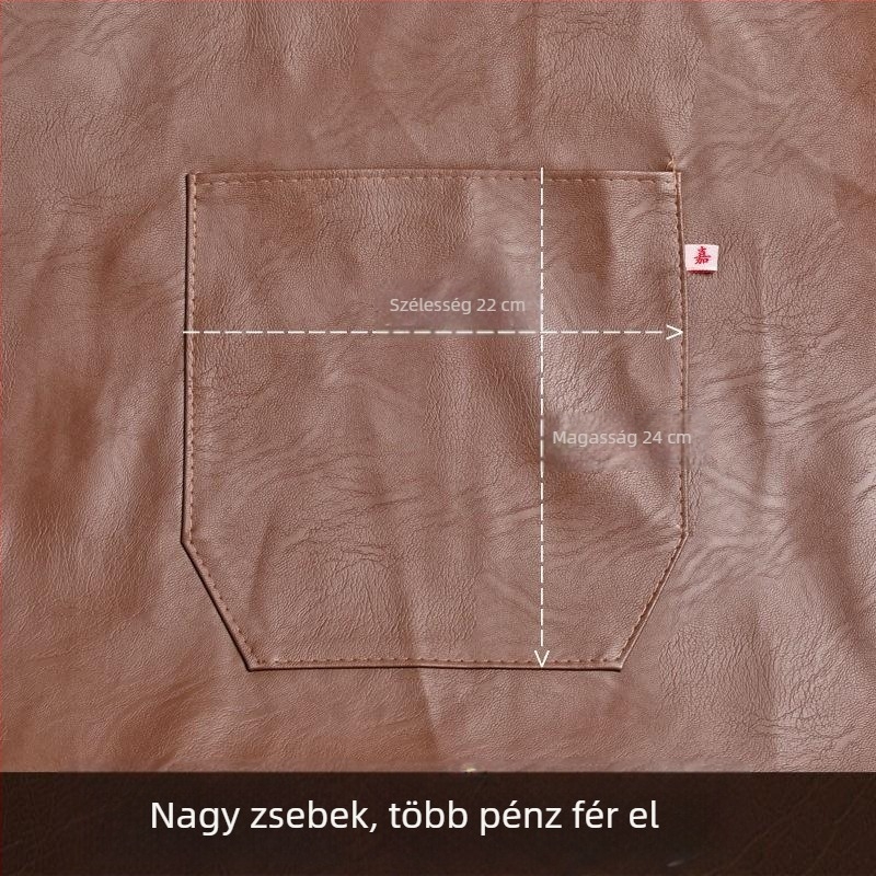 Uniszex puha bőrű hosszú ujjú kötény, fröccsenésnek és olajnak ellenálló, vastagabb anyagú, kétoldalas dizájn
