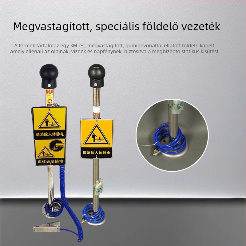 Emberi test statikus kisülésének kisülő eszköze, ipari robbanásbiztos hang- és fényjelzővel, érintéses típusú antistatikus készülék, statikus töltésgolyó