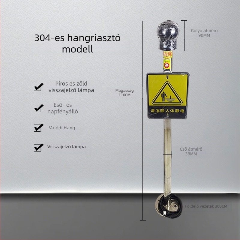Emberi test statikus kisülésének kisülő eszköze, ipari robbanásbiztos hang- és fényjelzővel, érintéses típusú antistatikus készülék, statikus töltésgolyó