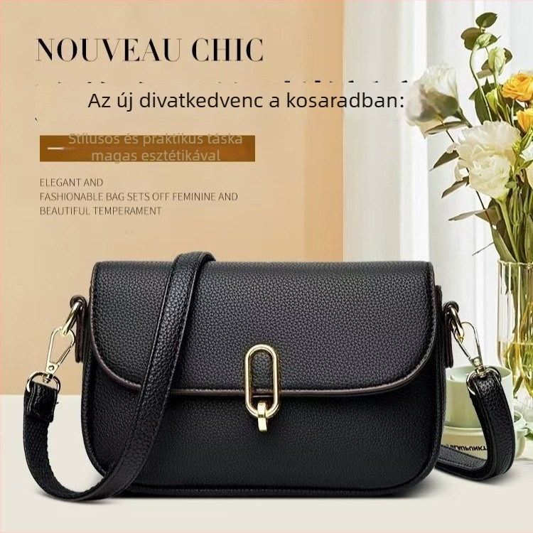 Koreai stílusú, minimalist mini négyzet alakú válltáska egyszerű záródással, női mindennapi retro elegáns táska